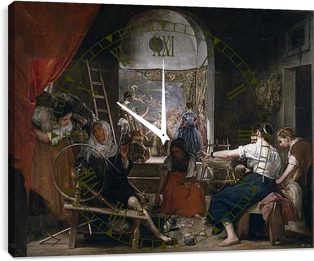 Часы картина - The Fable of Arachne or The Tapestry Weavers. Диего Веласкес