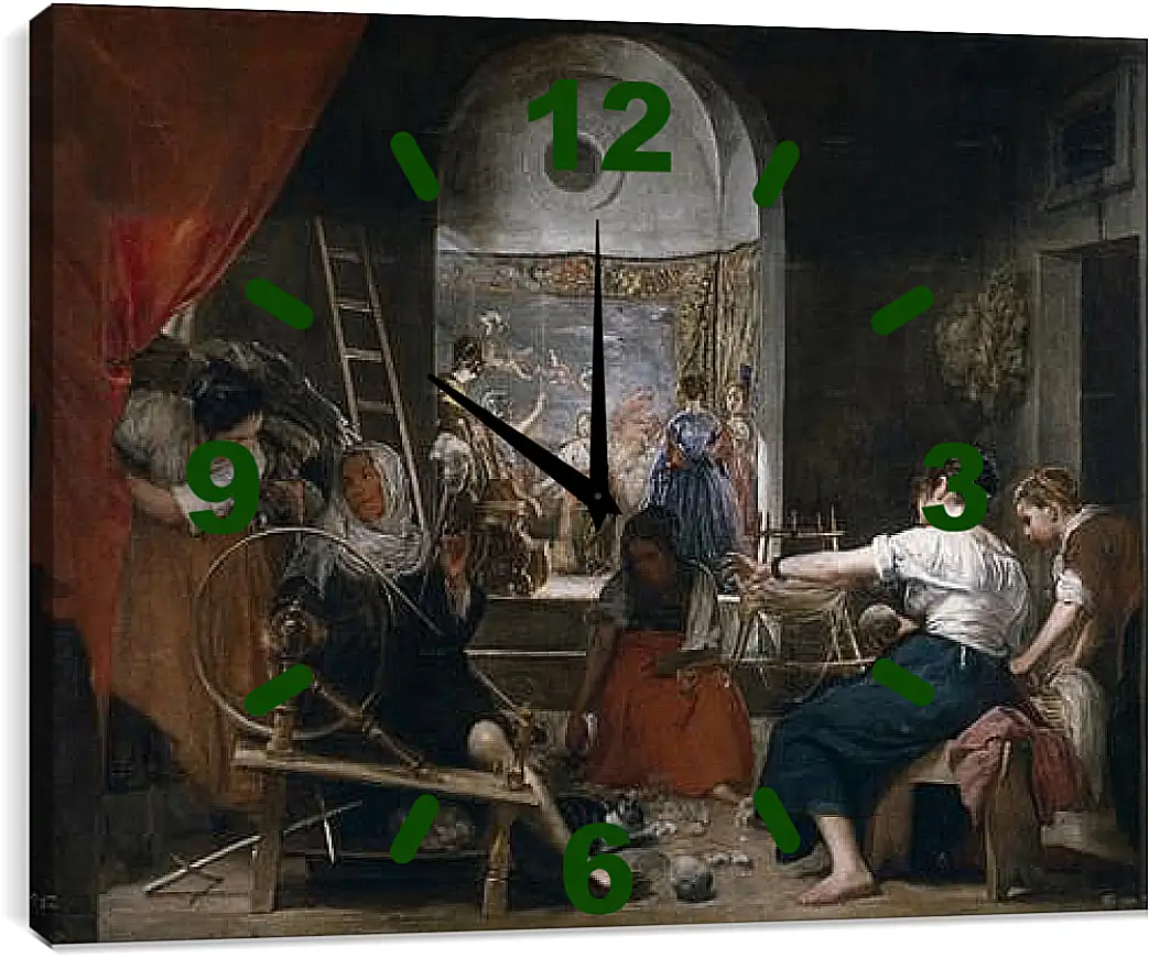 Часы картина - The Fable of Arachne or The Tapestry Weavers. Диего Веласкес