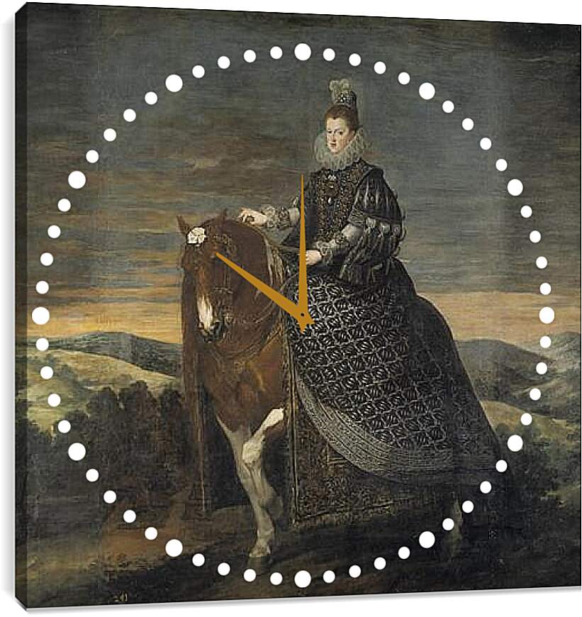 Часы картина - Queen Margarita de Austria wife of Felipe III. Диего Веласкес
