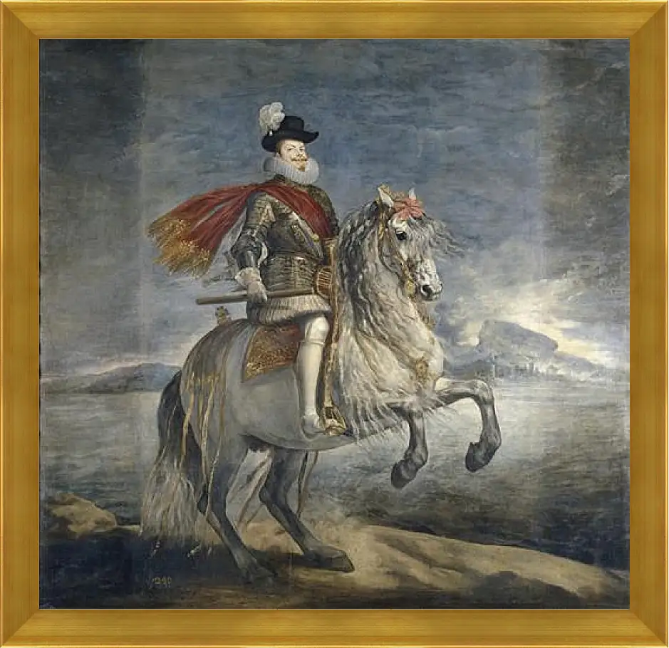 Картина в раме - Felipe III on Horseback. Диего Веласкес