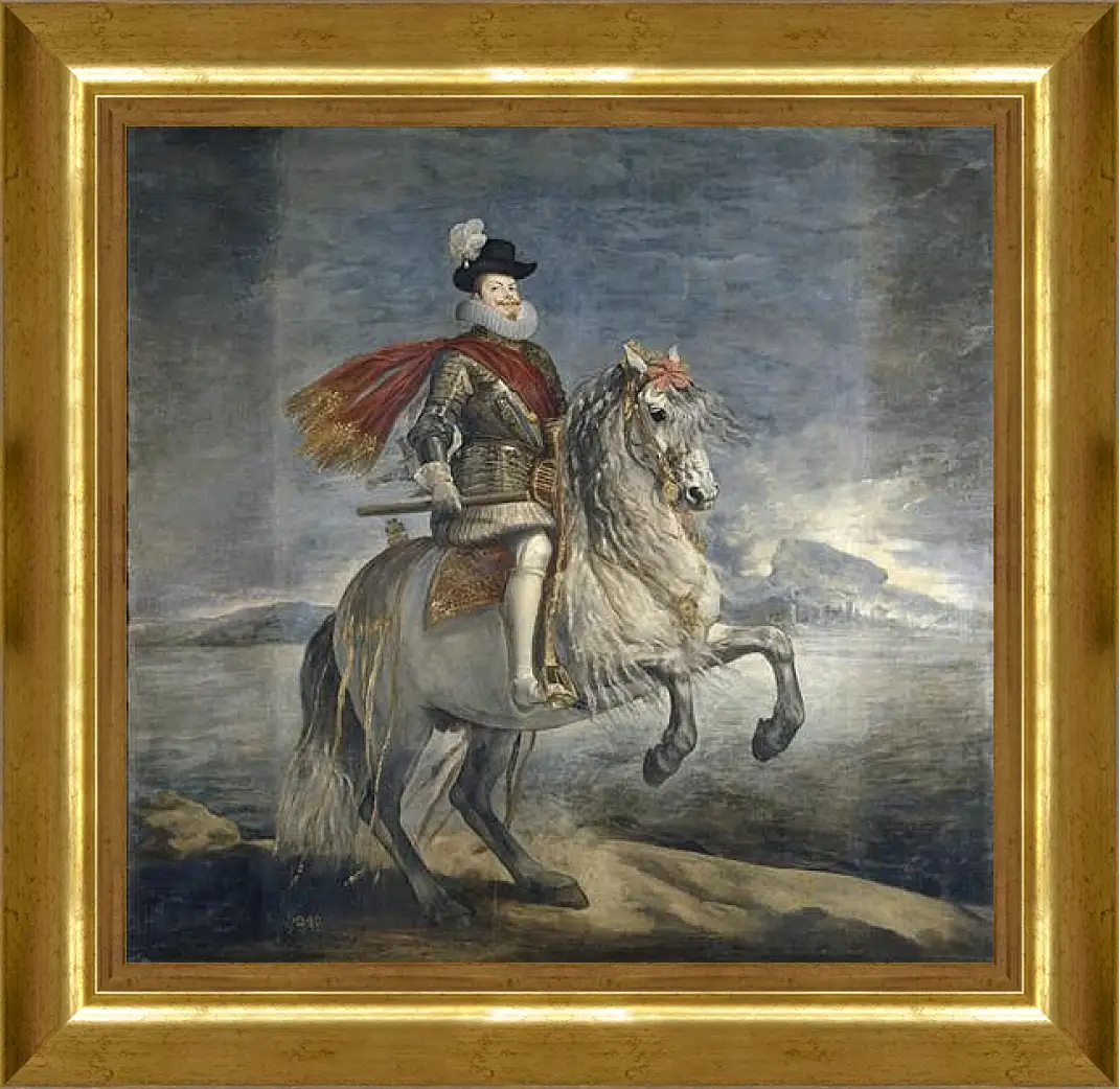 Картина в раме - Felipe III on Horseback. Диего Веласкес