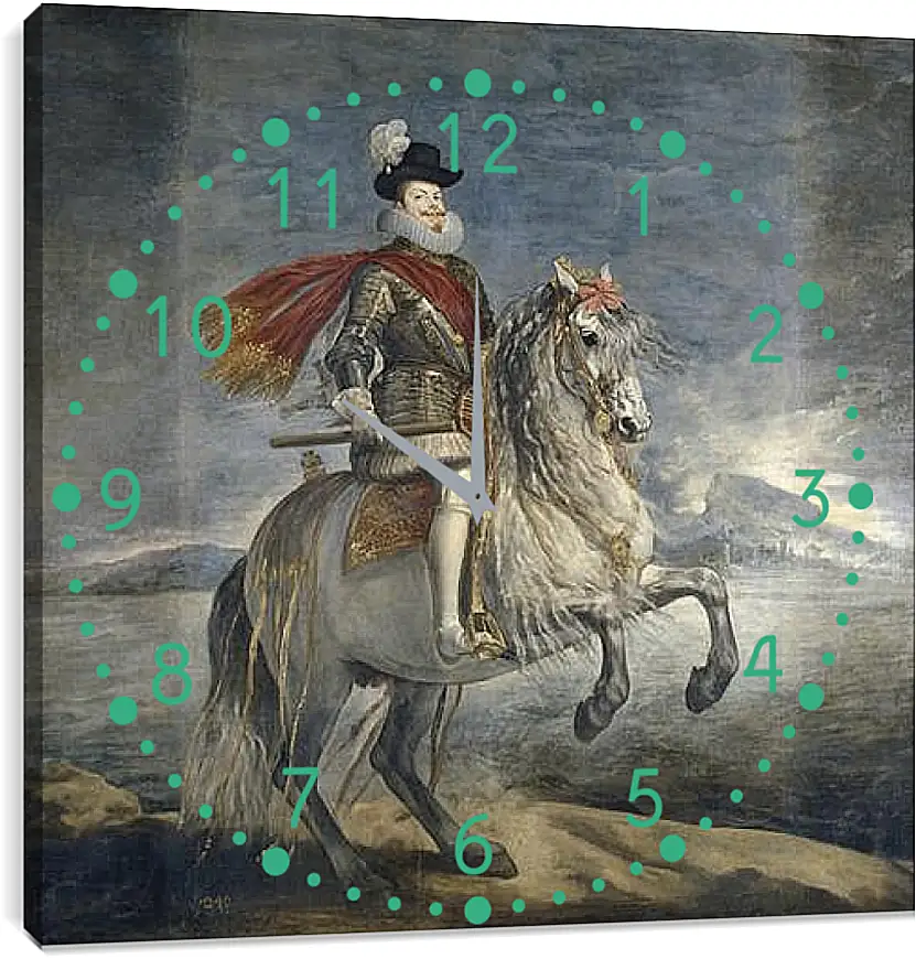 Часы картина - Felipe III on Horseback. Диего Веласкес