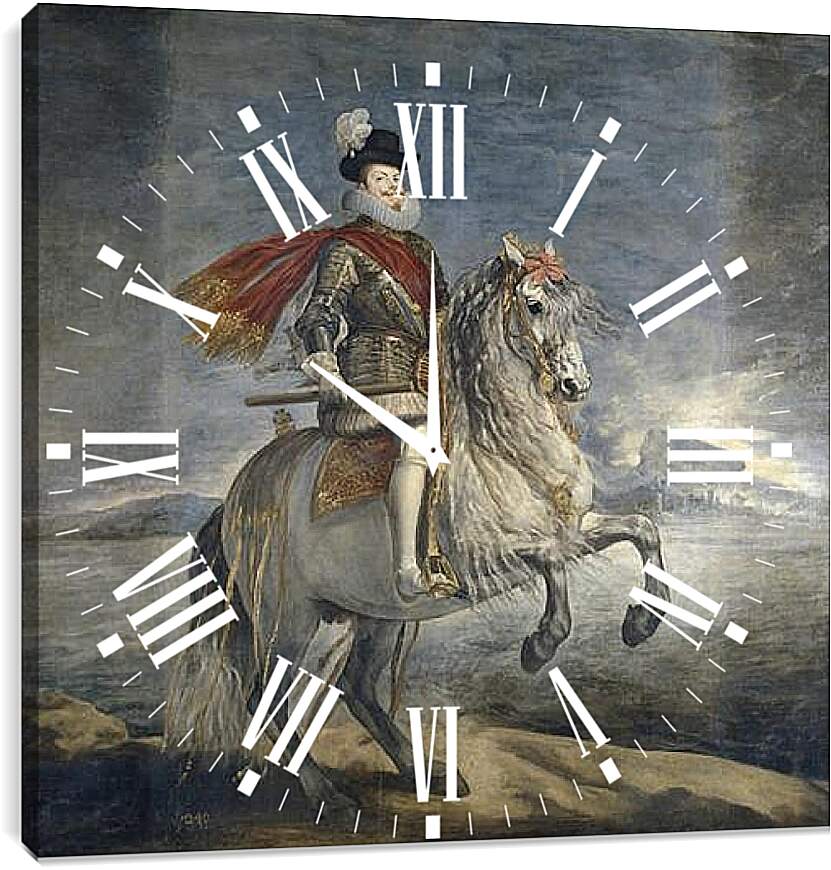 Часы картина - Felipe III on Horseback. Диего Веласкес