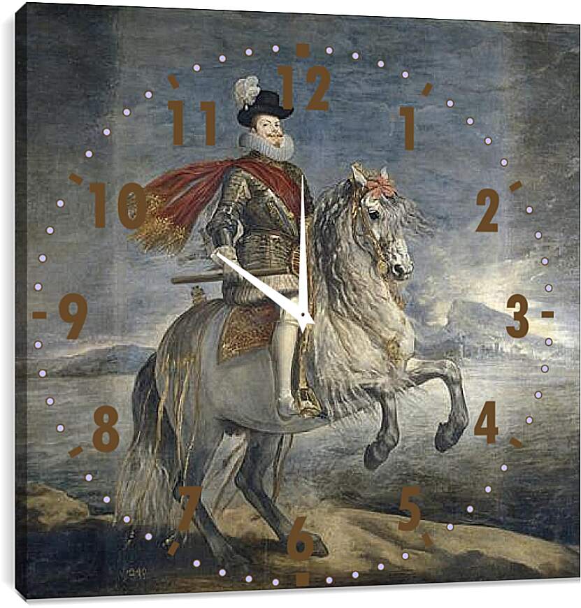 Часы картина - Felipe III on Horseback. Диего Веласкес