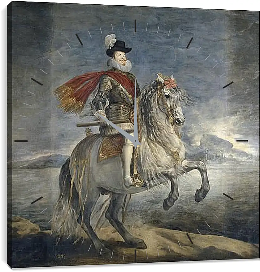 Часы картина - Felipe III on Horseback. Диего Веласкес