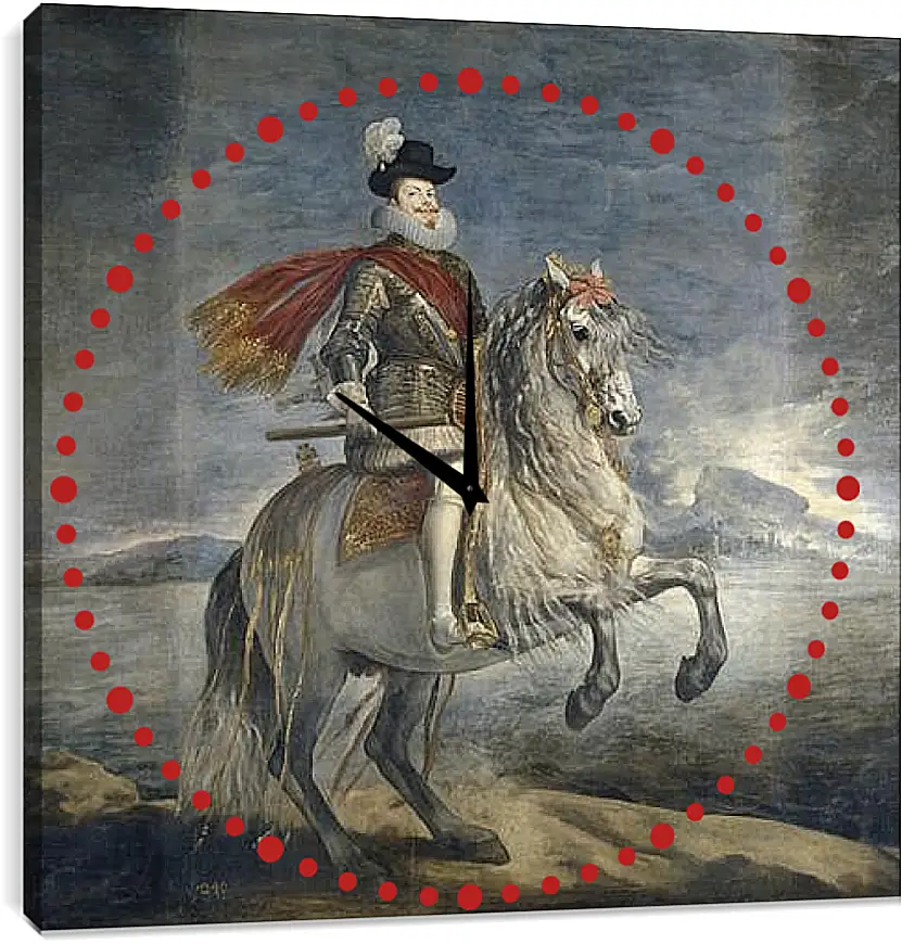 Часы картина - Felipe III on Horseback. Диего Веласкес