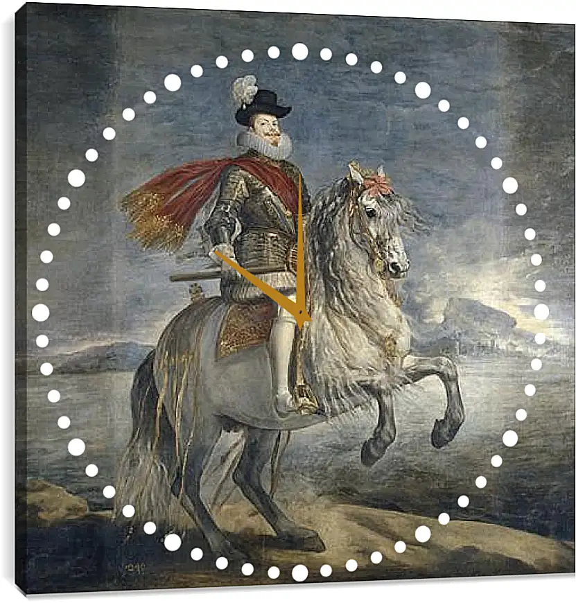 Часы картина - Felipe III on Horseback. Диего Веласкес