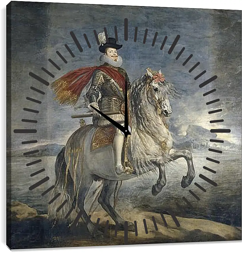 Часы картина - Felipe III on Horseback. Диего Веласкес