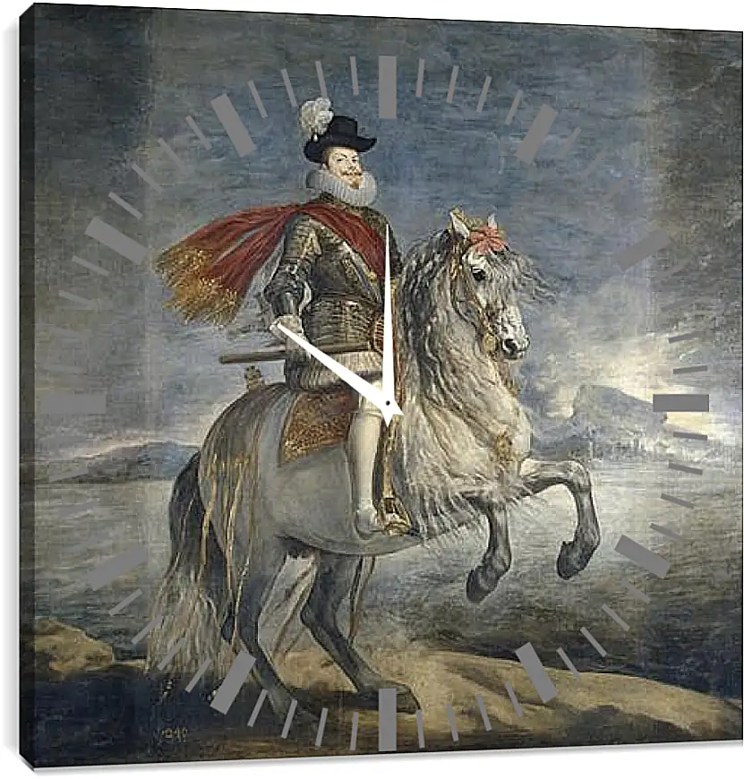 Часы картина - Felipe III on Horseback. Диего Веласкес