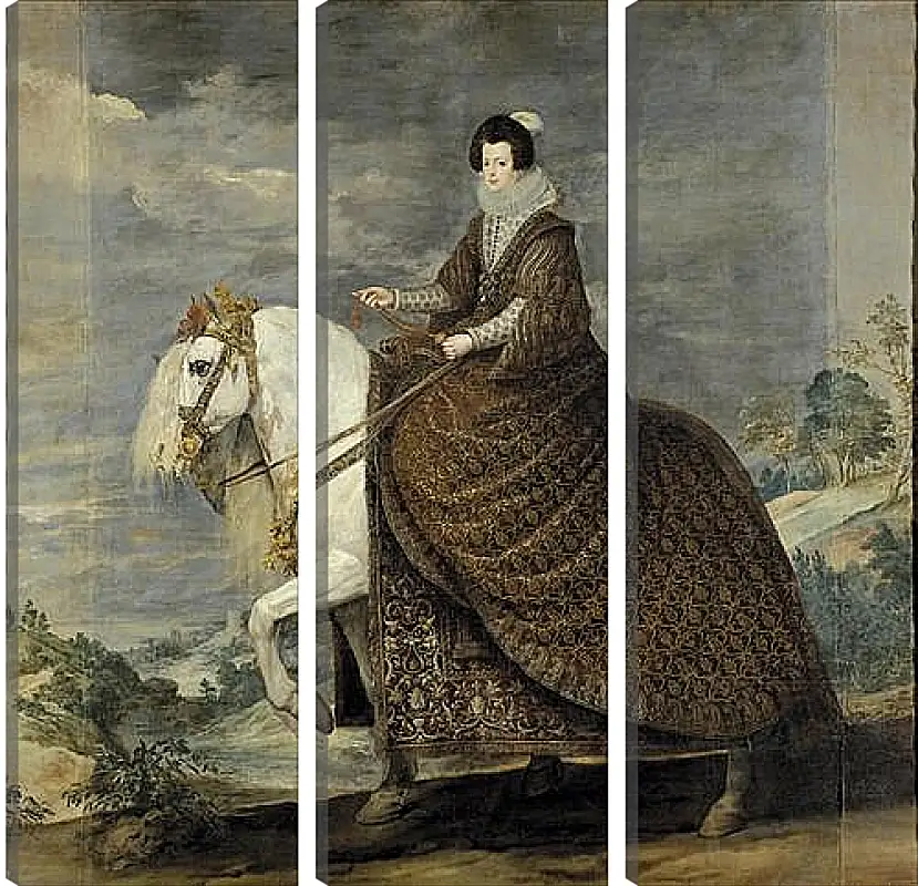 Модульная картина - Queen Isabel de Bourbon wife of Felipe IV on Horseback. Диего Веласкес