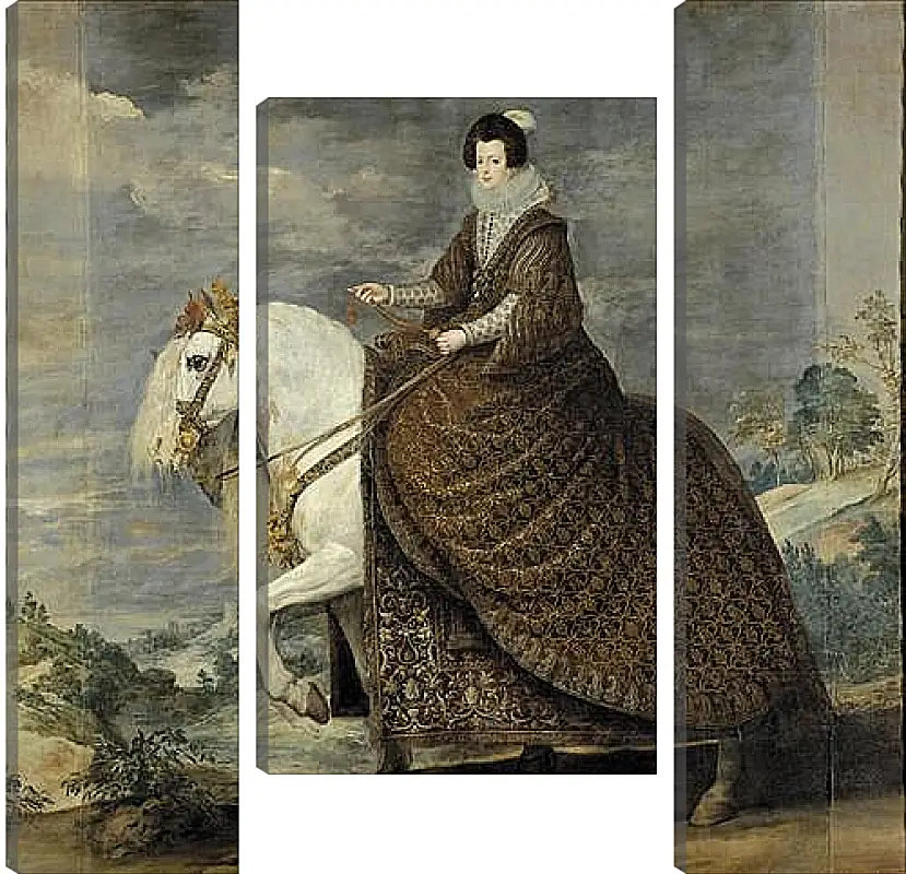 Модульная картина - Queen Isabel de Bourbon wife of Felipe IV on Horseback. Диего Веласкес