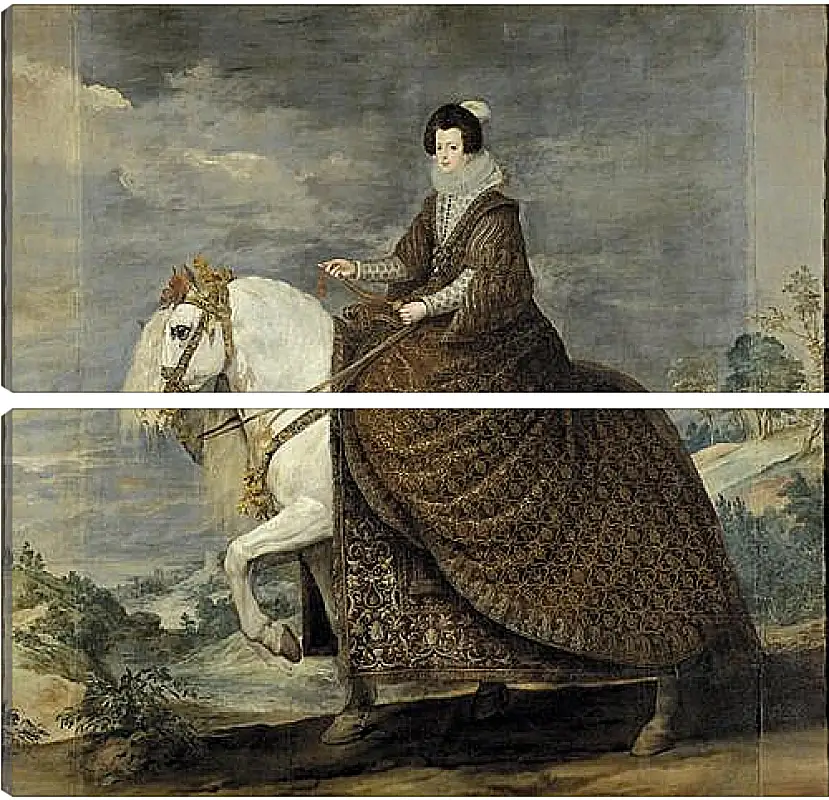 Модульная картина - Queen Isabel de Bourbon wife of Felipe IV on Horseback. Диего Веласкес