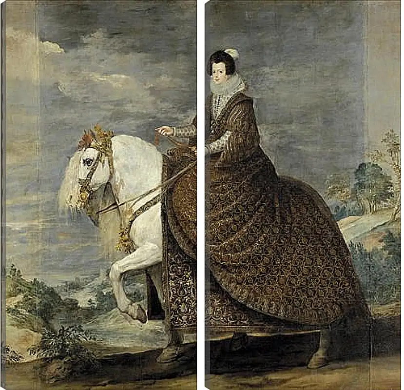 Модульная картина - Queen Isabel de Bourbon wife of Felipe IV on Horseback. Диего Веласкес