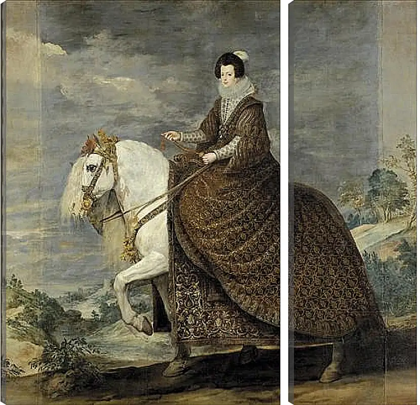 Модульная картина - Queen Isabel de Bourbon wife of Felipe IV on Horseback. Диего Веласкес