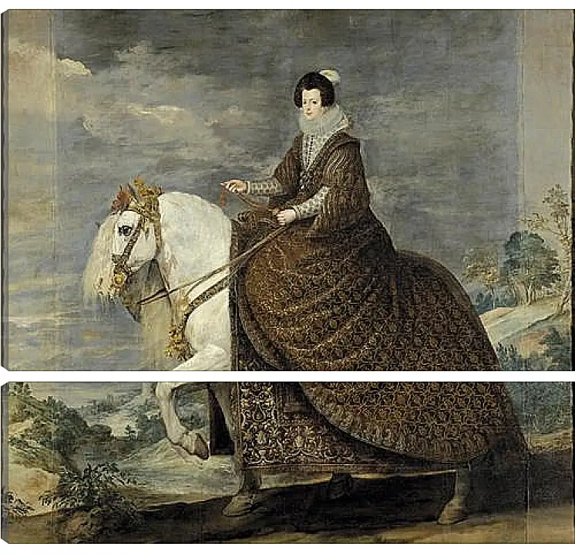 Модульная картина - Queen Isabel de Bourbon wife of Felipe IV on Horseback. Диего Веласкес