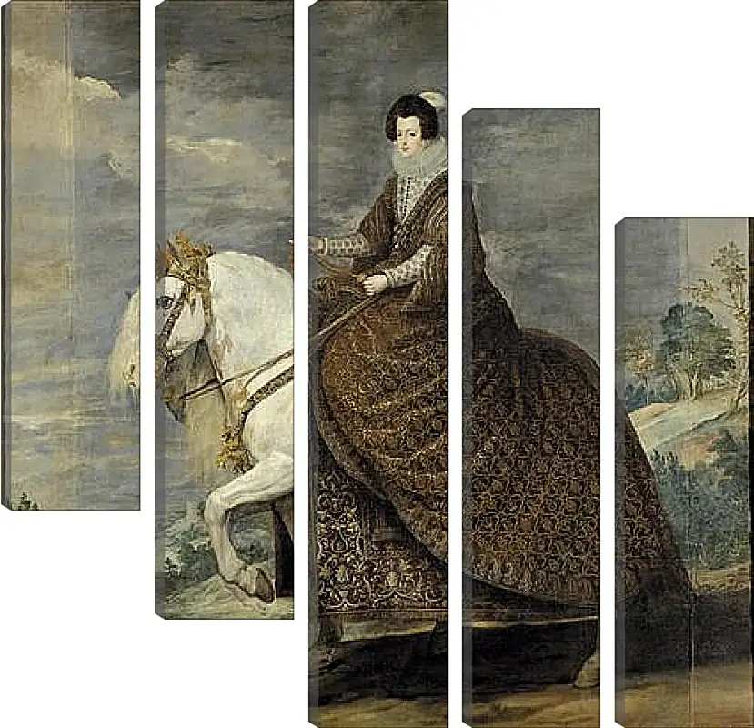 Модульная картина - Queen Isabel de Bourbon wife of Felipe IV on Horseback. Диего Веласкес