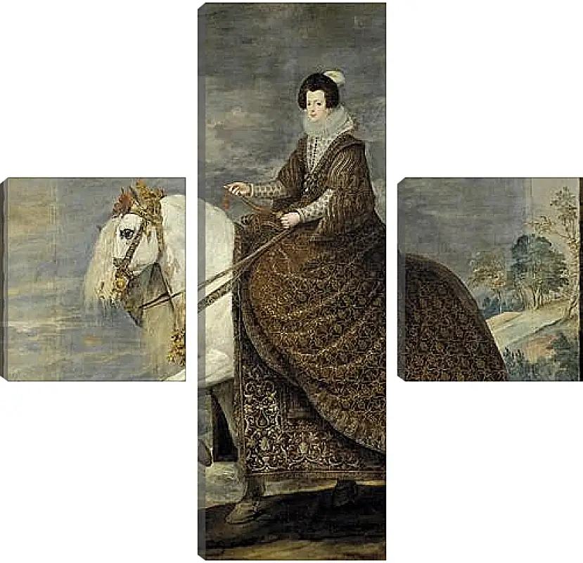 Модульная картина - Queen Isabel de Bourbon wife of Felipe IV on Horseback. Диего Веласкес