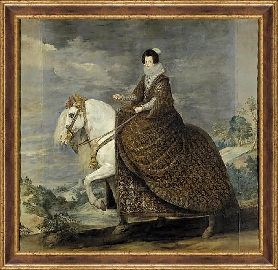 Картина в раме - Queen Isabel de Bourbon wife of Felipe IV on Horseback. Диего Веласкес