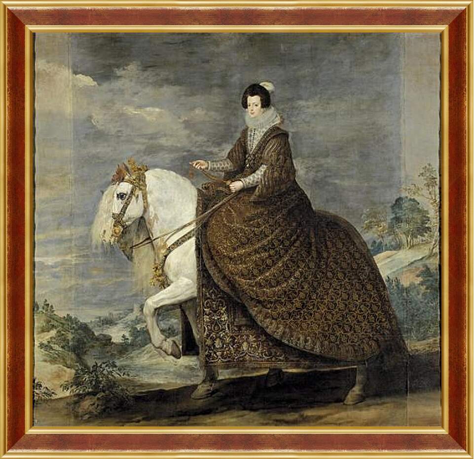Картина в раме - Queen Isabel de Bourbon wife of Felipe IV on Horseback. Диего Веласкес