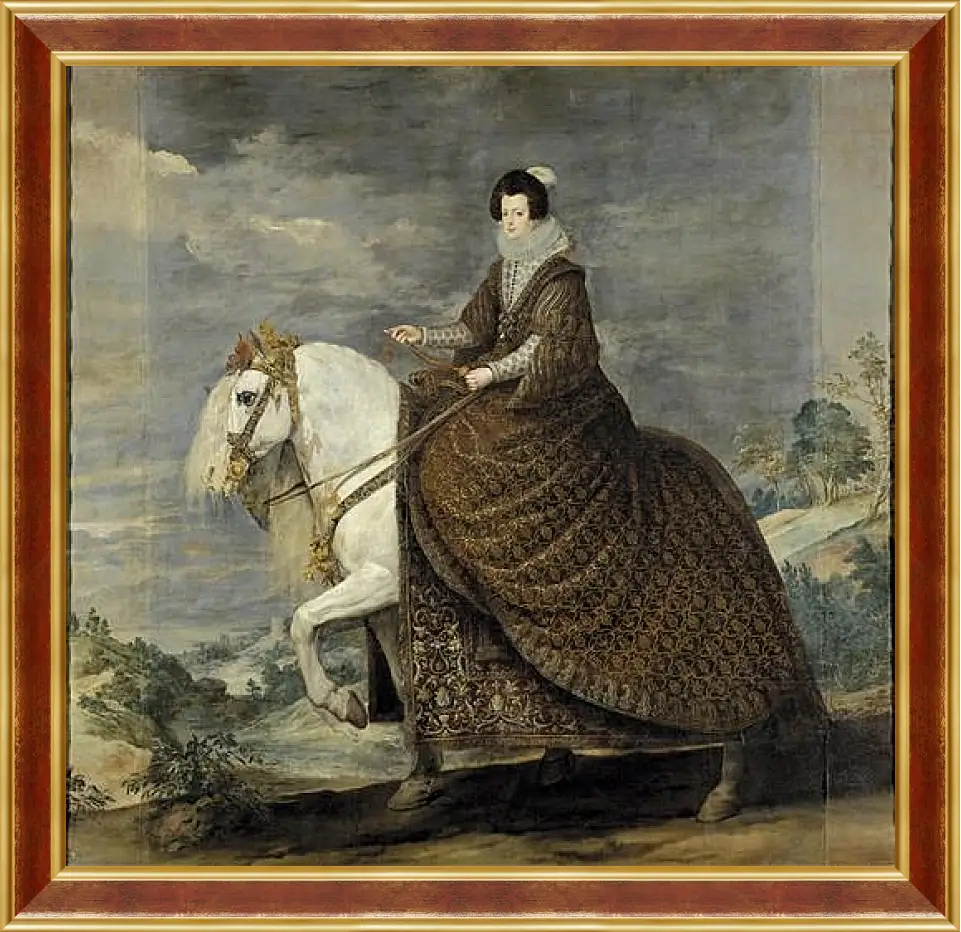 Картина в раме - Queen Isabel de Bourbon wife of Felipe IV on Horseback. Диего Веласкес