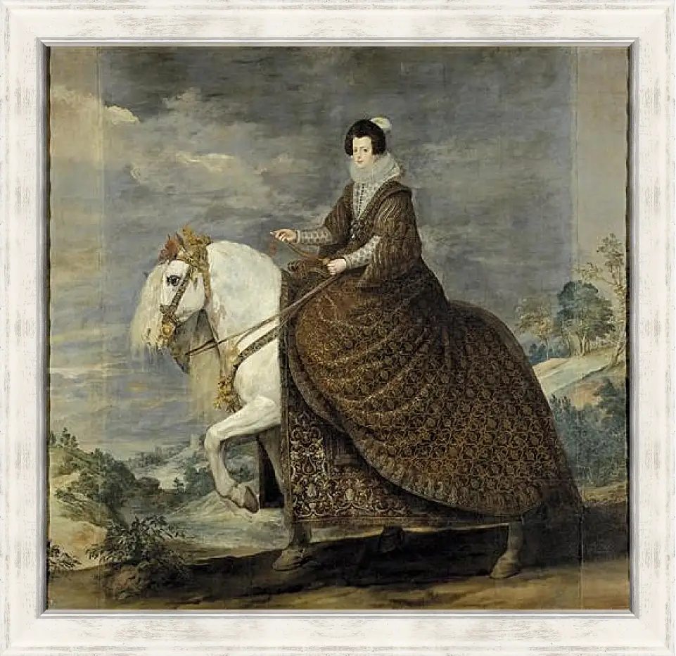 Картина в раме - Queen Isabel de Bourbon wife of Felipe IV on Horseback. Диего Веласкес