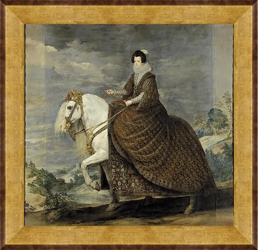 Картина в раме - Queen Isabel de Bourbon wife of Felipe IV on Horseback. Диего Веласкес