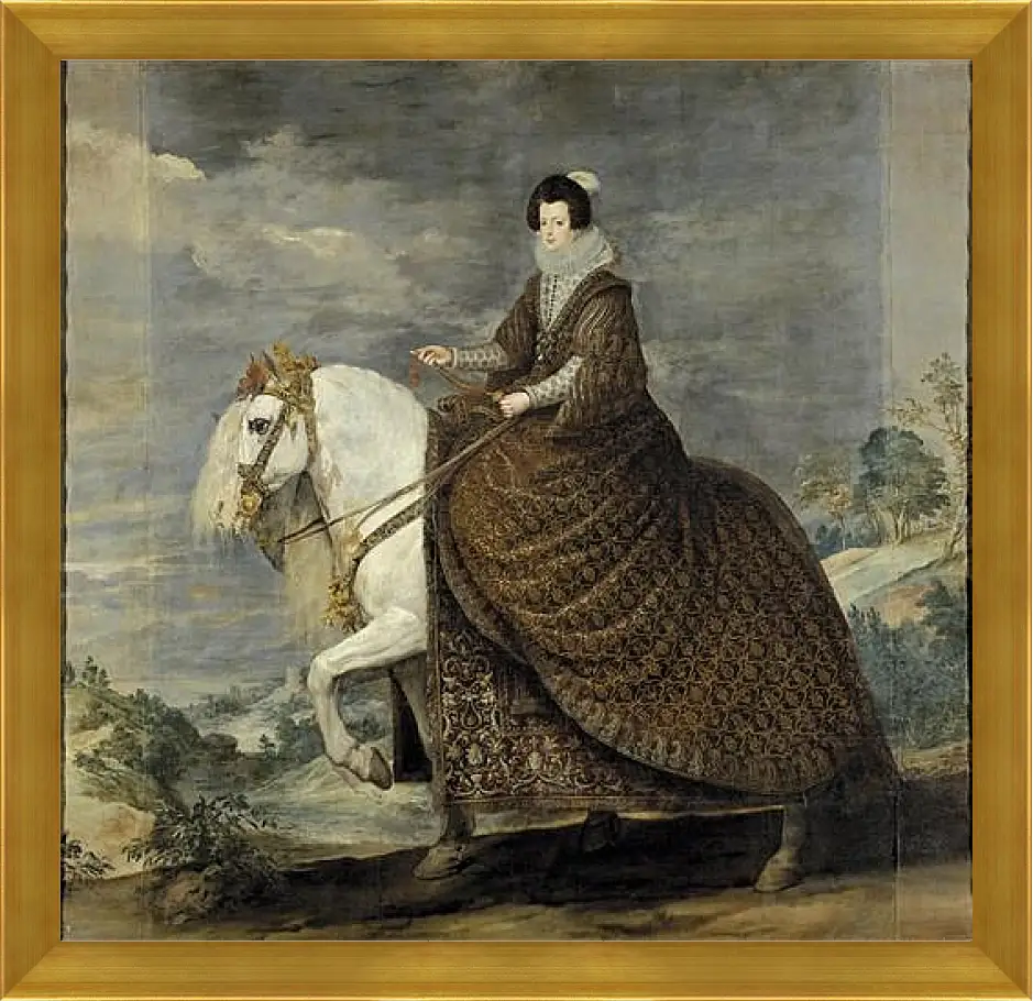 Картина в раме - Queen Isabel de Bourbon wife of Felipe IV on Horseback. Диего Веласкес