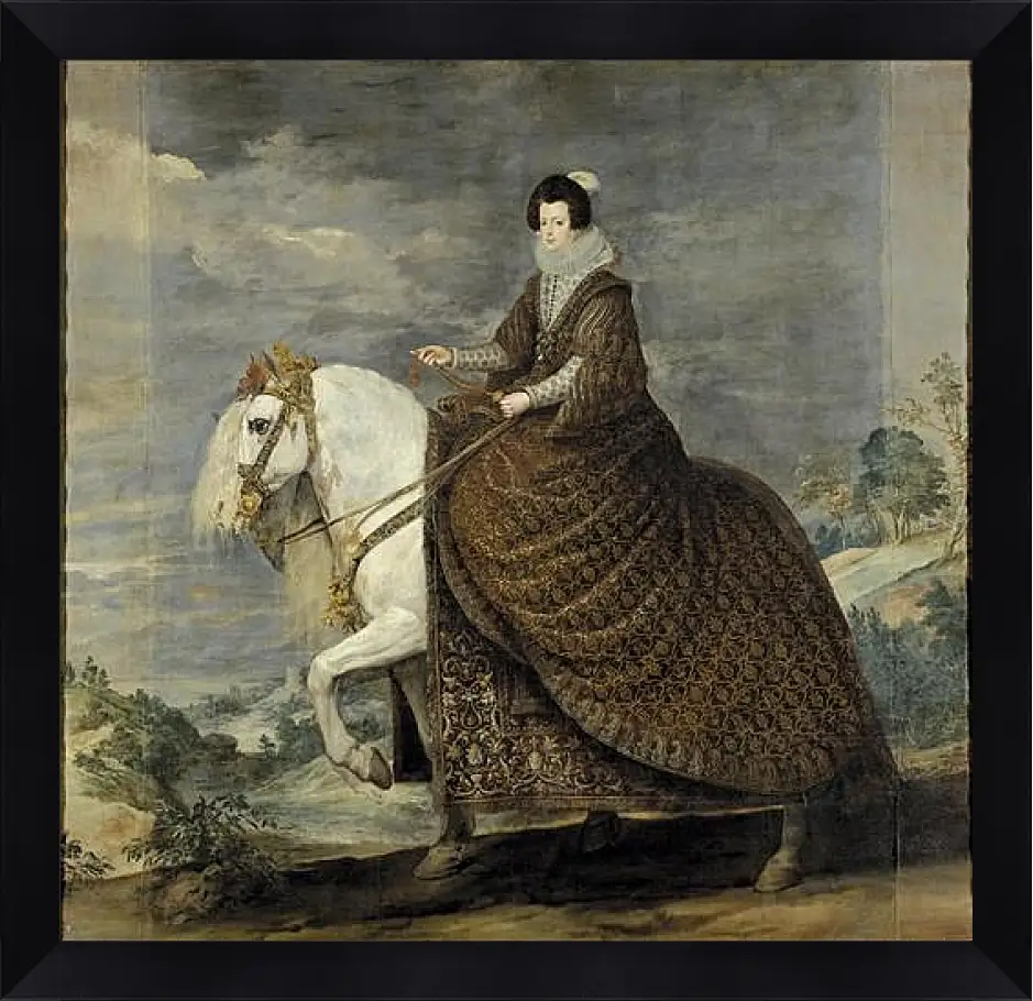 Картина в раме - Queen Isabel de Bourbon wife of Felipe IV on Horseback. Диего Веласкес