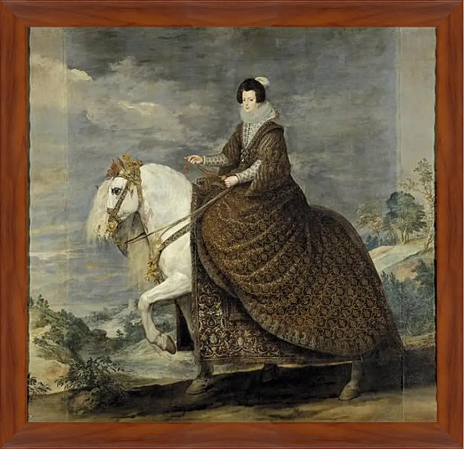 Картина в раме - Queen Isabel de Bourbon wife of Felipe IV on Horseback. Диего Веласкес