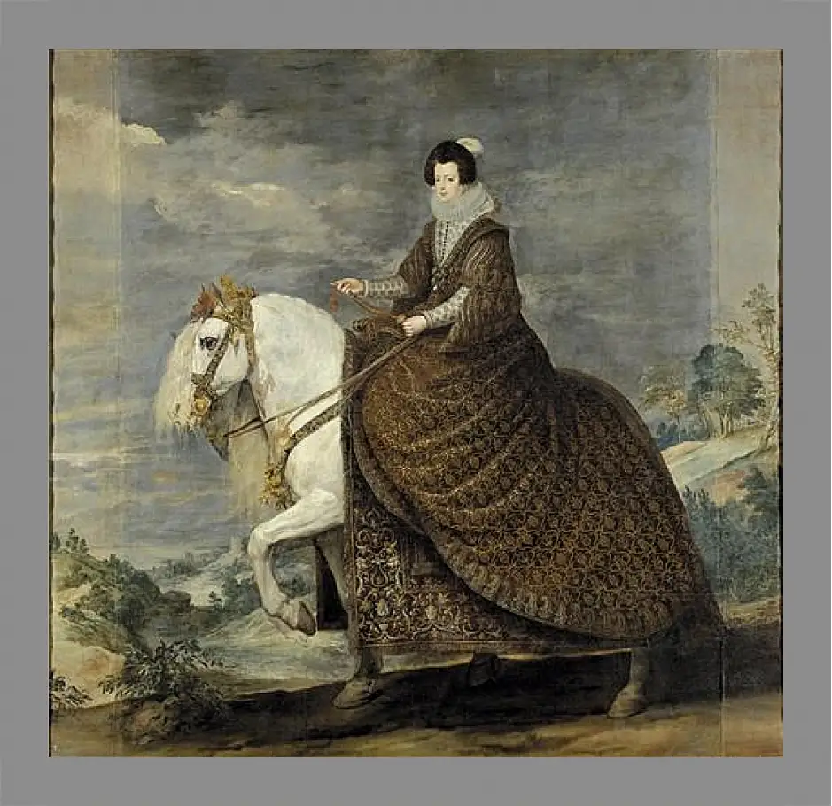 Картина в раме - Queen Isabel de Bourbon wife of Felipe IV on Horseback. Диего Веласкес