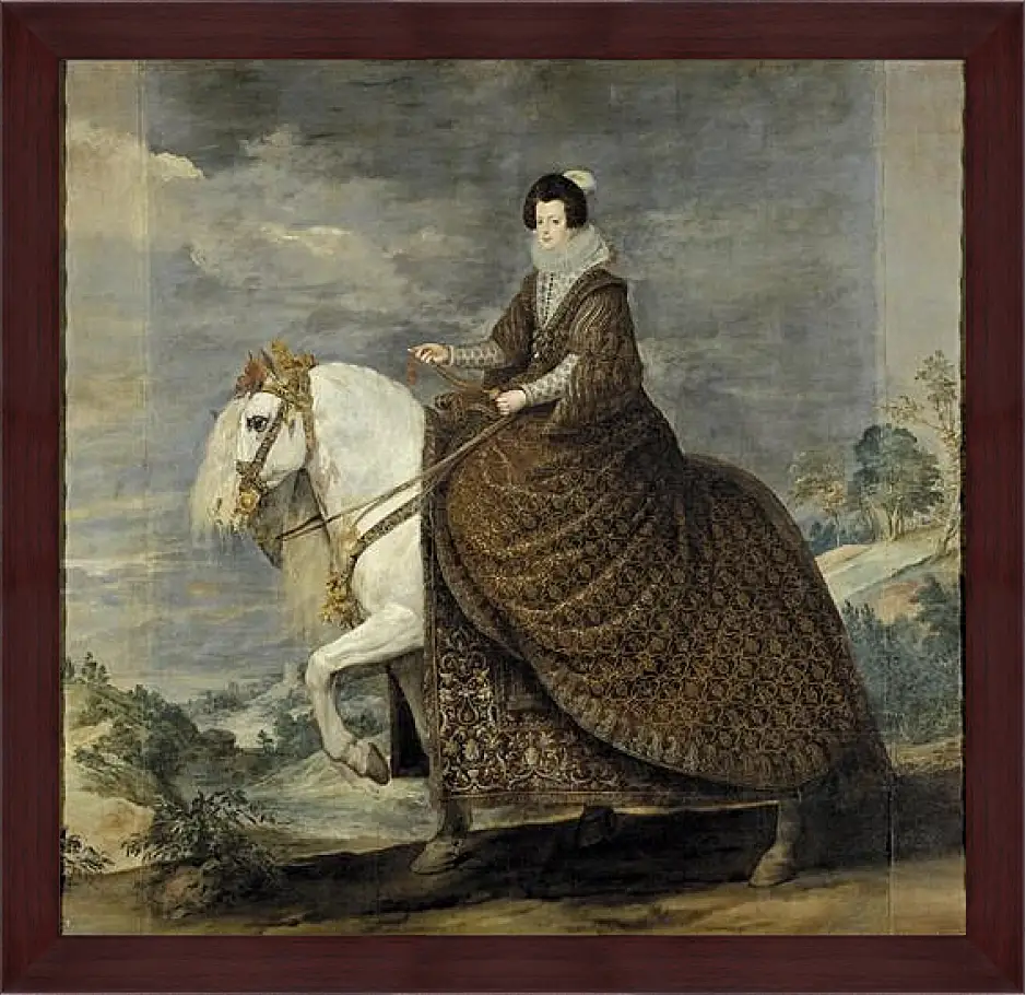 Картина в раме - Queen Isabel de Bourbon wife of Felipe IV on Horseback. Диего Веласкес