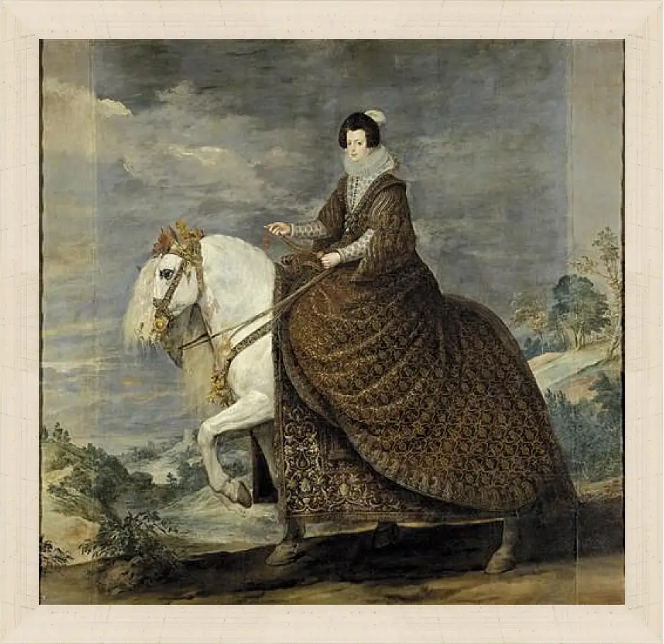 Картина в раме - Queen Isabel de Bourbon wife of Felipe IV on Horseback. Диего Веласкес