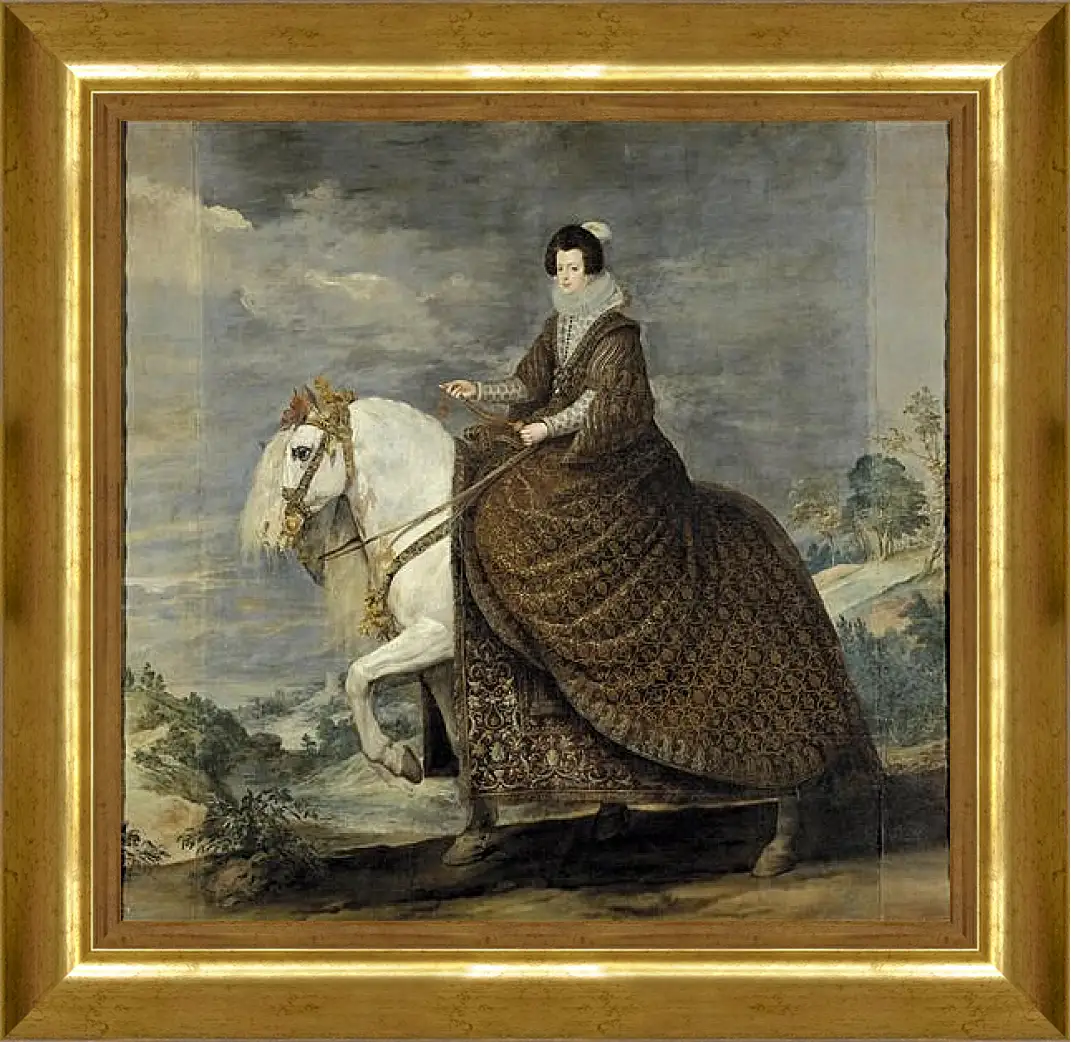 Картина в раме - Queen Isabel de Bourbon wife of Felipe IV on Horseback. Диего Веласкес