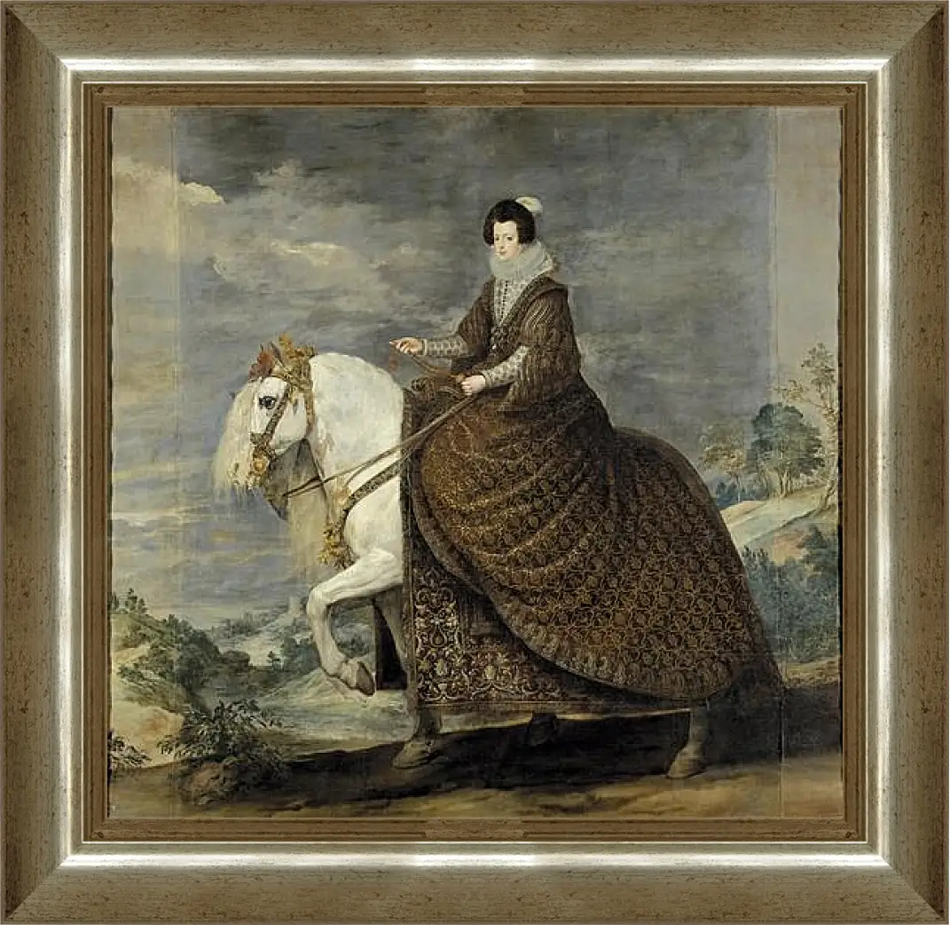 Картина в раме - Queen Isabel de Bourbon wife of Felipe IV on Horseback. Диего Веласкес