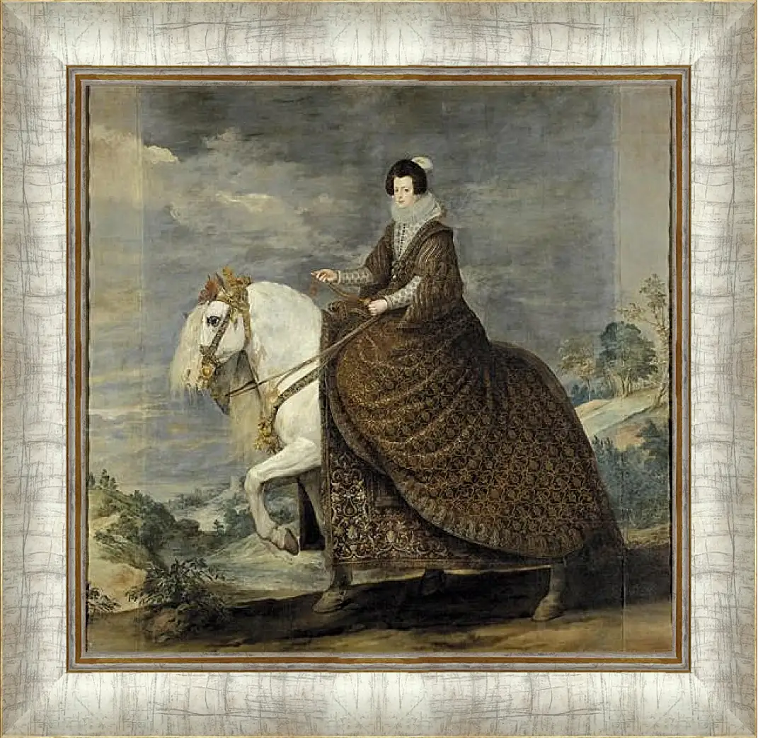 Картина в раме - Queen Isabel de Bourbon wife of Felipe IV on Horseback. Диего Веласкес