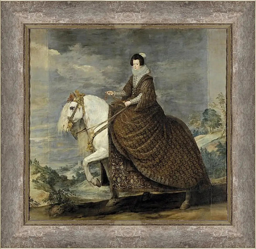 Картина в раме - Queen Isabel de Bourbon wife of Felipe IV on Horseback. Диего Веласкес