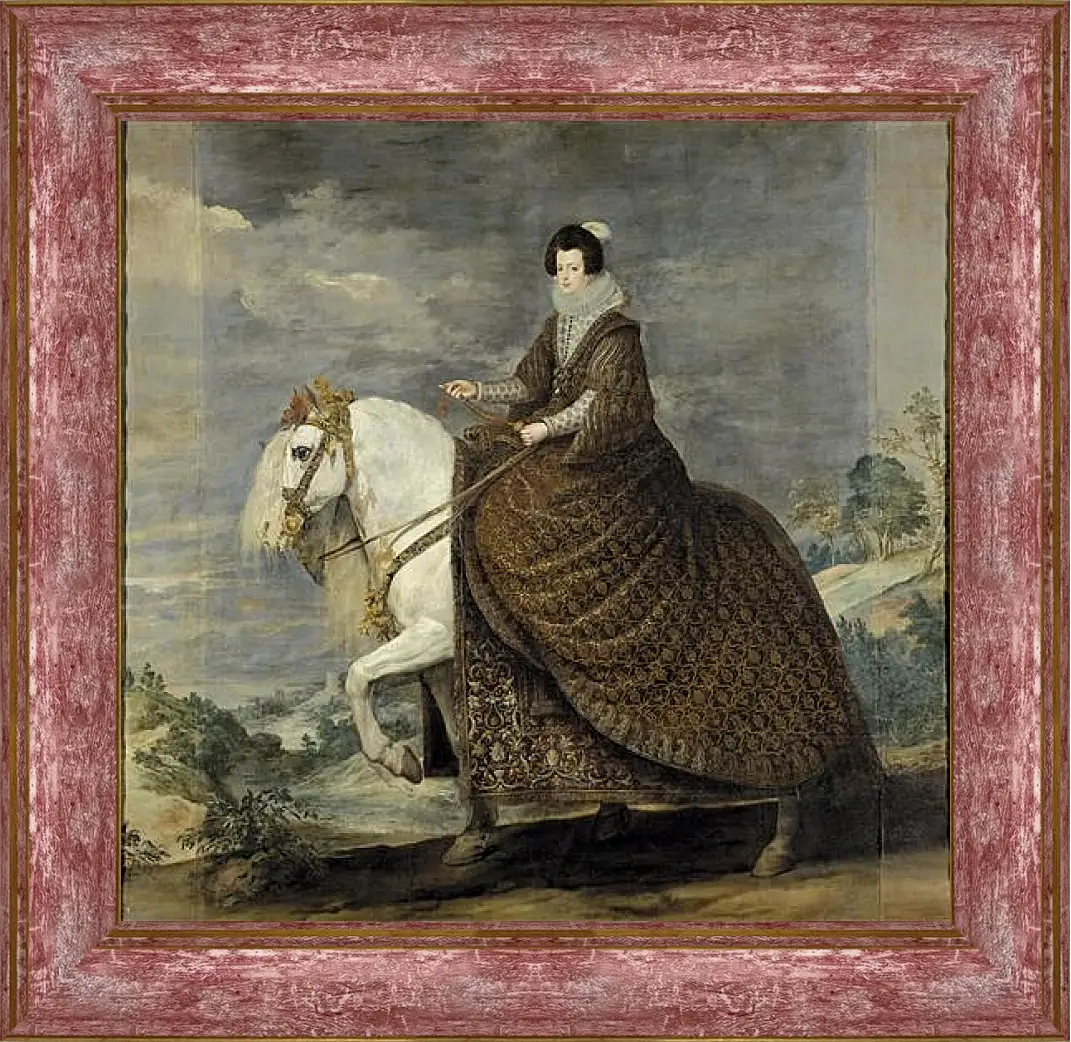 Картина в раме - Queen Isabel de Bourbon wife of Felipe IV on Horseback. Диего Веласкес