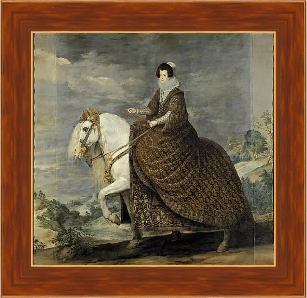 Картина в раме - Queen Isabel de Bourbon wife of Felipe IV on Horseback. Диего Веласкес