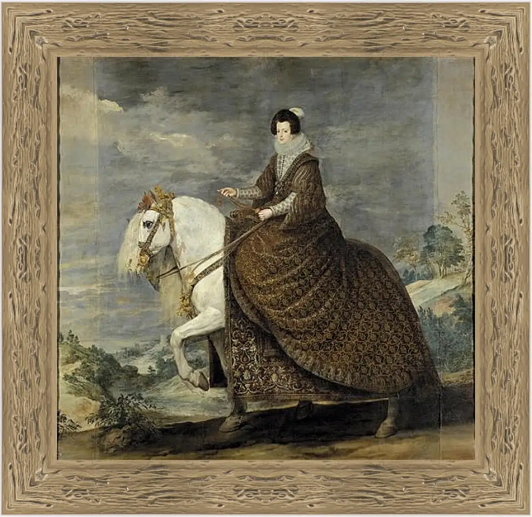 Картина в раме - Queen Isabel de Bourbon wife of Felipe IV on Horseback. Диего Веласкес