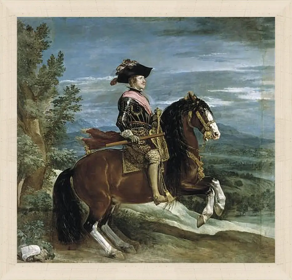 Картина в раме - Felipe IV on Horseback. Диего Веласкес