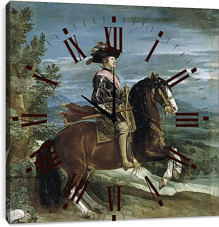 Часы картина - Felipe IV on Horseback. Диего Веласкес