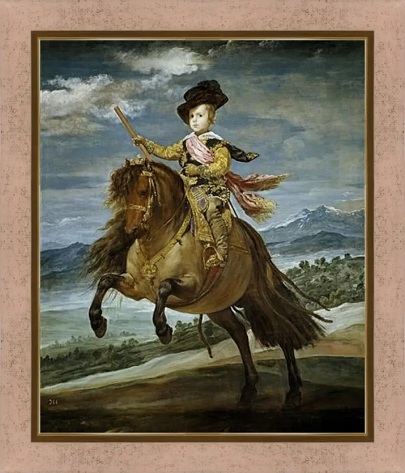 Картина в раме - Prince Baltasar Carlos on Horseback. Диего Веласкес