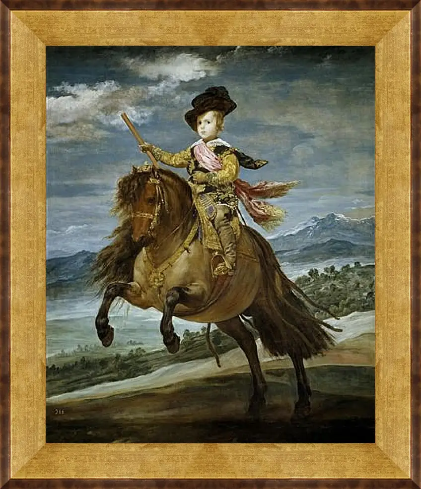 Картина в раме - Prince Baltasar Carlos on Horseback. Диего Веласкес