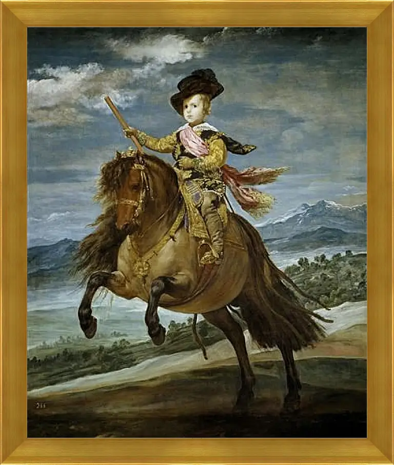 Картина в раме - Prince Baltasar Carlos on Horseback. Диего Веласкес