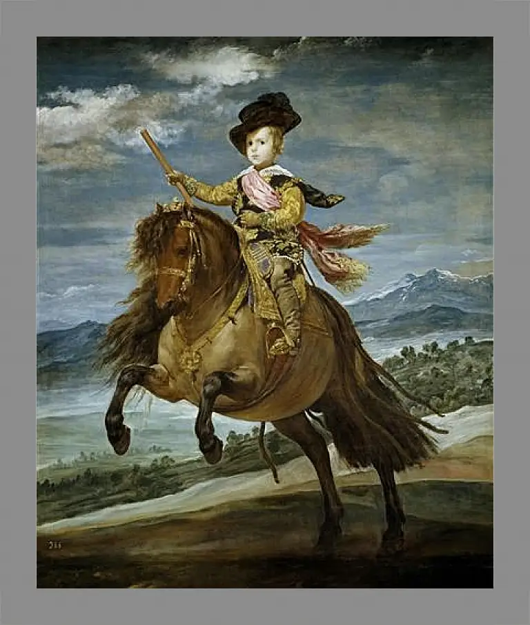 Картина в раме - Prince Baltasar Carlos on Horseback. Диего Веласкес