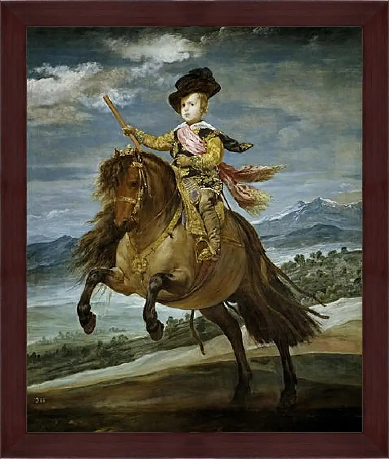 Картина в раме - Prince Baltasar Carlos on Horseback. Диего Веласкес