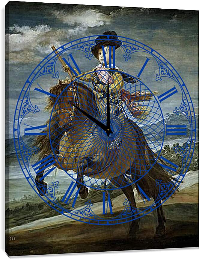 Часы картина - Prince Baltasar Carlos on Horseback. Диего Веласкес