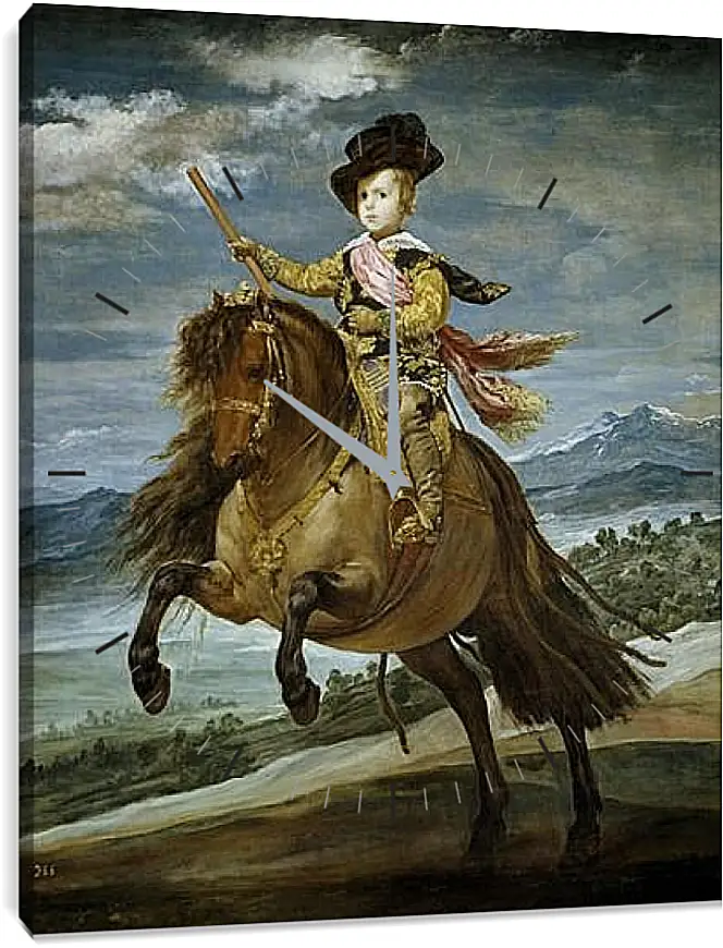 Часы картина - Prince Baltasar Carlos on Horseback. Диего Веласкес