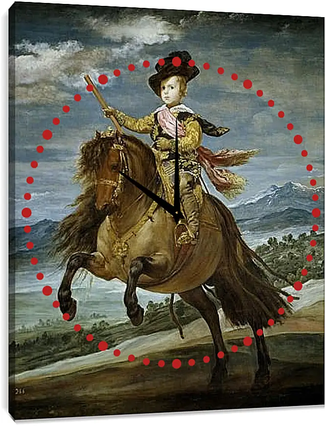 Часы картина - Prince Baltasar Carlos on Horseback. Диего Веласкес