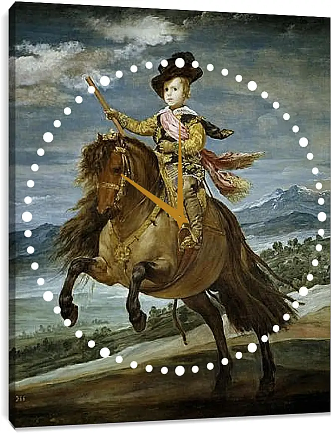 Часы картина - Prince Baltasar Carlos on Horseback. Диего Веласкес